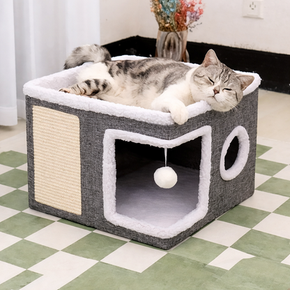 4-Jahreszeiten Katzenhaus mit Kratzbrett